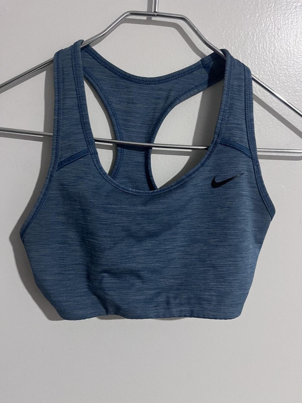 Nike Bra Womens S Blue Sports Bra Racerback Lightly Lined Fitted Swoosh